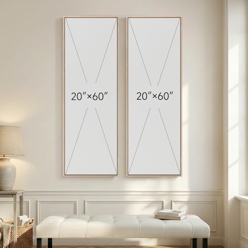 Large Framed Beige Cream Abstract Vertical Wall Art - Image 4