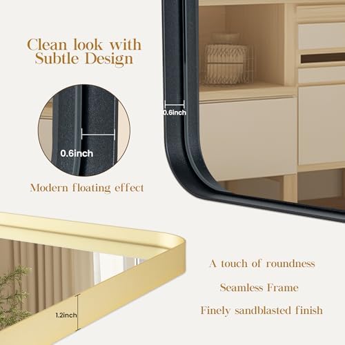 Fun Memories Gold Bathroom Mirror 24X30 Inch Bathroom Vanity Mirror, Metal Gold - Image 3