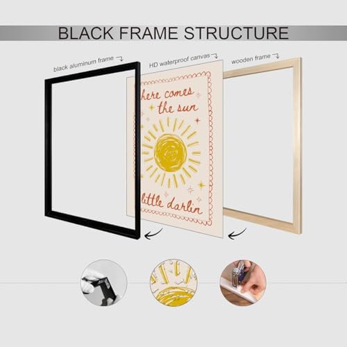 Kids Sun Canvas Wall Art Trendy Inspirational Quote Posters 08x10 inch Black - Image 3