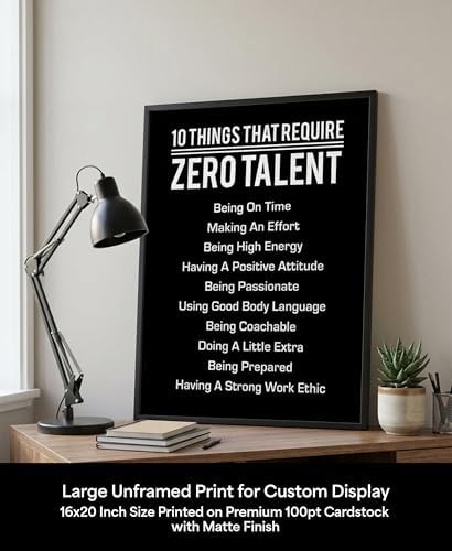 10 Things That Require Zero Talent Wall Art, Motivational Print - Image 2