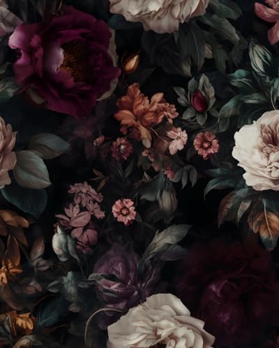 ILHIIOR Black/Pink Floral Peel and Stick Wallpaper 17.5 x 118 Inches by ILHIIOR