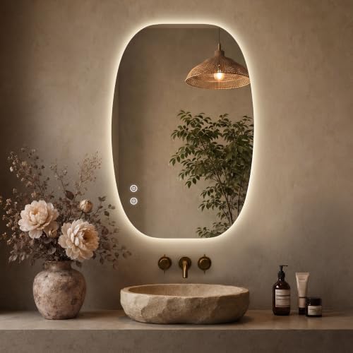 20''x30'' Backlit Mirror Bathroom Wall Rectangular Oval, LED Bathroom Mirror by mirror