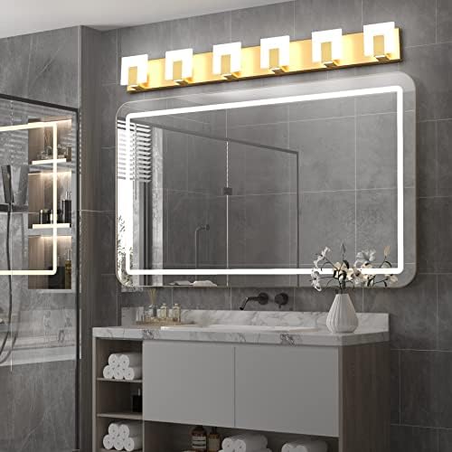 Aipsun Gold Vanity Lighting Fixtures Modern Vanity Lights LED 6 Lights Bathroom - Image 6
