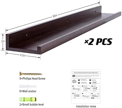 AZSKY Floating Picture Ledge 36 Inch Wall Mount Floating Shelves Long Wood - Image 3