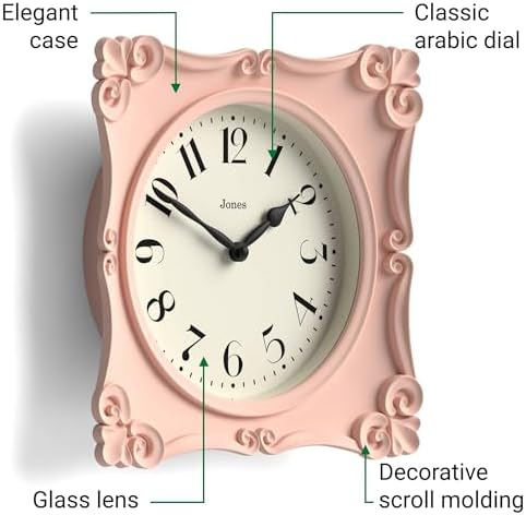 JONES CLOCKS® Rialto wall Clock | Ornate Vintage Style Square Clock | 10" | - Image 6