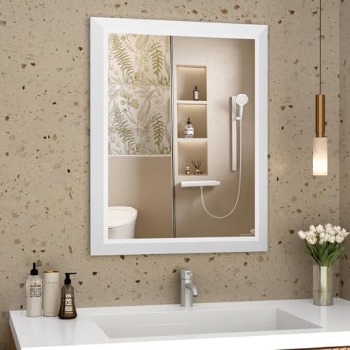 SMIROR 24x32 Matte White Bathroom Vanity Mirror by SMIROR