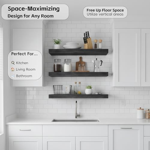 Lufia Floating Wall Shelves, MDF - Image 4