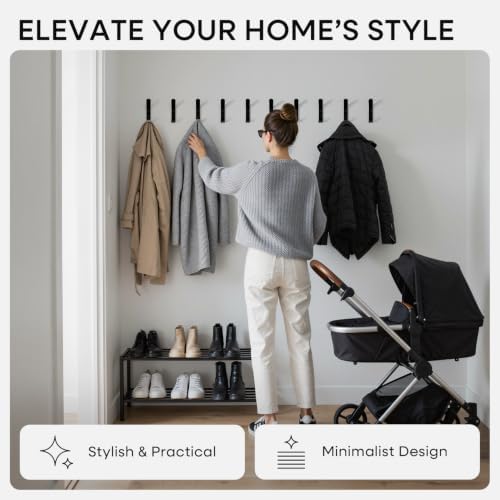 Homeforia Black Wall Coat Hooks, High-End Metal, Heavy Duty - Image 2