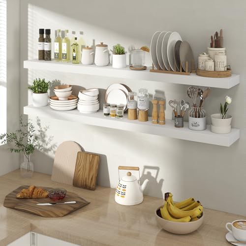 Acovy 48 Inch Floating Shelves for Wall 2 Pack, Wall Mounted Floating Shelf - Image 2