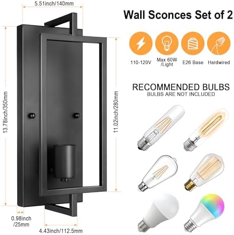Maylaywood Industrial Wall Sconces Set of 2 Large - Image 2