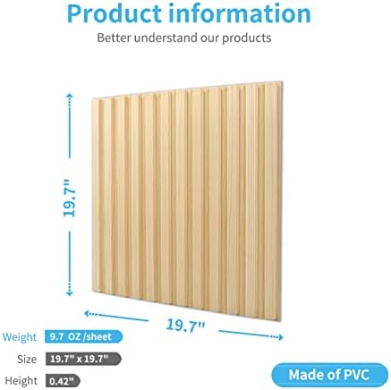 Art3d 3D Fluted Textured Slat Wall Panels, 19.7 x 19.7 in - Image 4