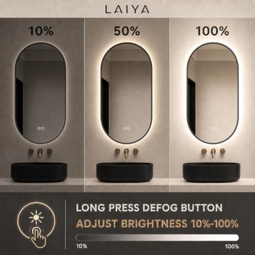 LAIYA 33x20 Inch Oval LED Bathroom Mirror - Image 4