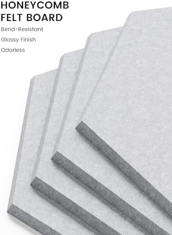 Fluxynara 8-Pack Hexagon Felt Bulletin Board Tiles, Soft Gray-1 - Image 3