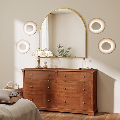 VooBang Wide Arched Wall Mirror, 38 x 40 inch Arch Bathroom Mirror Gold by VooBang
