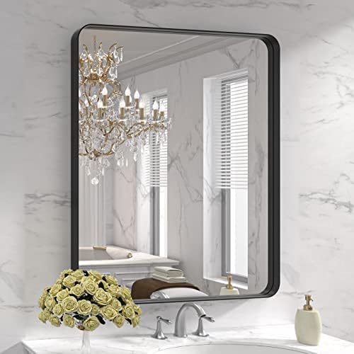 LOAAO 30X36 Inch Black Bathroom Mirror Metal Framed by LOAAO