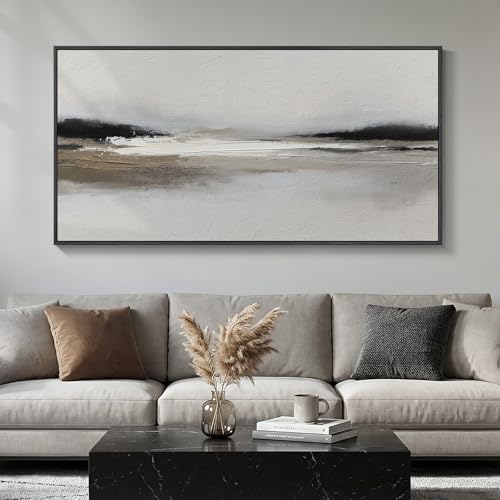 Large Framed Black and White Abstract Wall Art by Cuspin