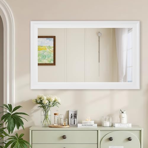 White Wall Mirror for Bathroom, Rectangle Large 30 x 48 inch Vanity Mirrors - Image 2