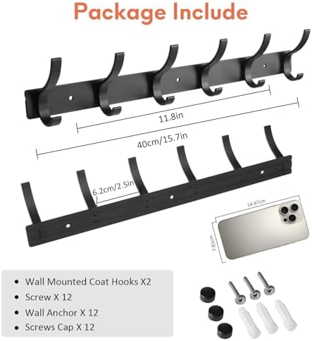Optish 4 Pack Coat Rack Wall Mount, Coat Hooks Wall Mount, Wall Hooks - Image 2