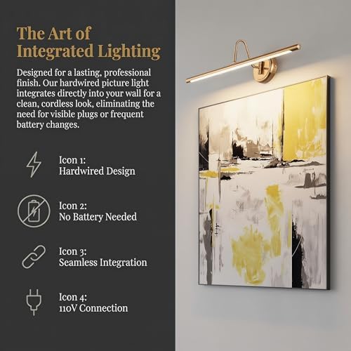 JOOSENLUX Dimmable Led Picture Lights 24.4'' Brass Golden-Like Hard-Wired - Image 7