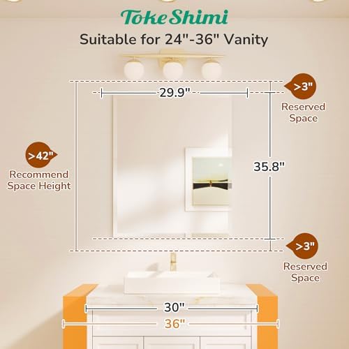 TokeShimi Bathroom Vanity Mirror Frameless - Image 2