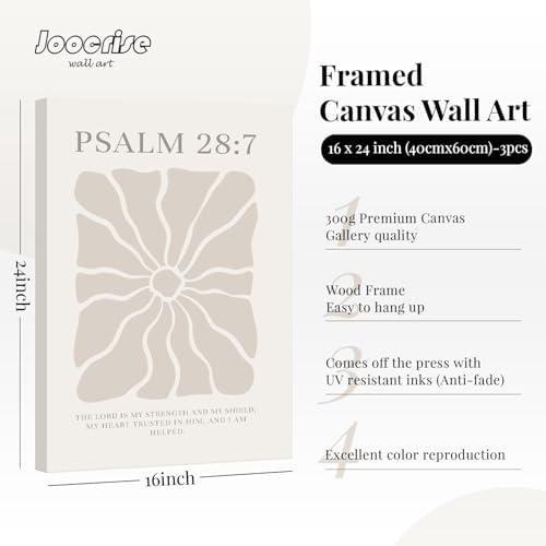 Scripture Christian Wall Art Set of 3 Beige Bible Verses Wall Decor Neutral - Image 2