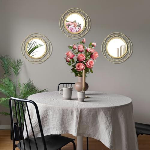 3 Set Sunburst Round Mirrors for Wall Decor Bedroom Bathroom - Image 3