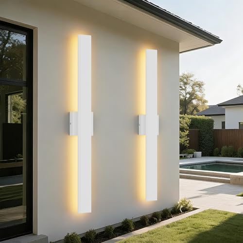 Aipsun 31.5" LED Outdoor White Wall Sconce, Modern Exterior Light Fixtures - Image 6