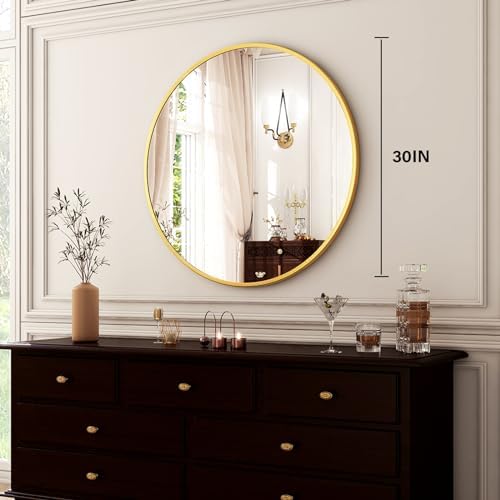 HARRITPURE Round Mirror 30 Gold Wall Mounted Circle Mirrors - Image 6