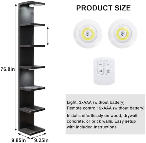 Fixwal 7 Tier Wall Shelf with LED Lights Lack Shelf - Image 3