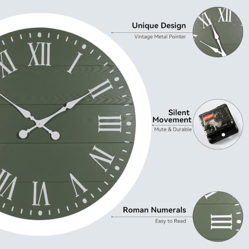 Large Wall Clock with Roman Numeral, 28” Shiplap Farmhouse Clock - Image 7