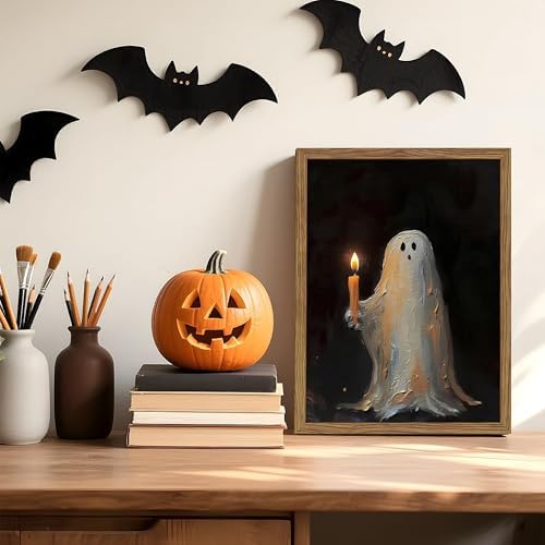 Framed Vintage Halloween Ghost Wall Art, Cute Spooky Ghost - Image 2