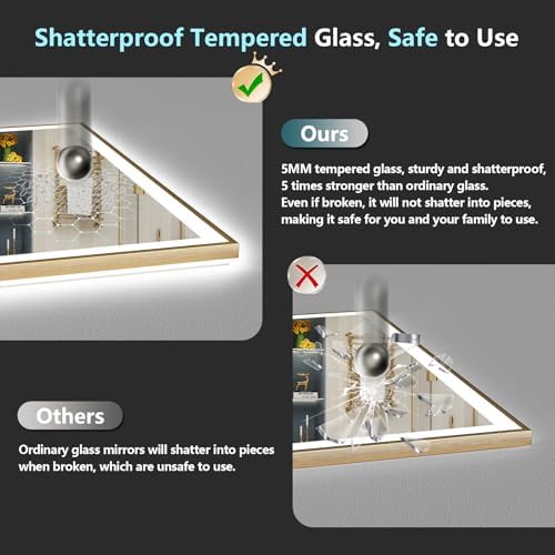 72x36 Gold LED Bathroom Mirror - Image 7