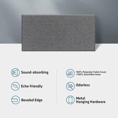 4 Pack Acoustic Fiberglass Panels 23.6"x11.8" Sound Absorbing, Charcoal Grey - Image 5