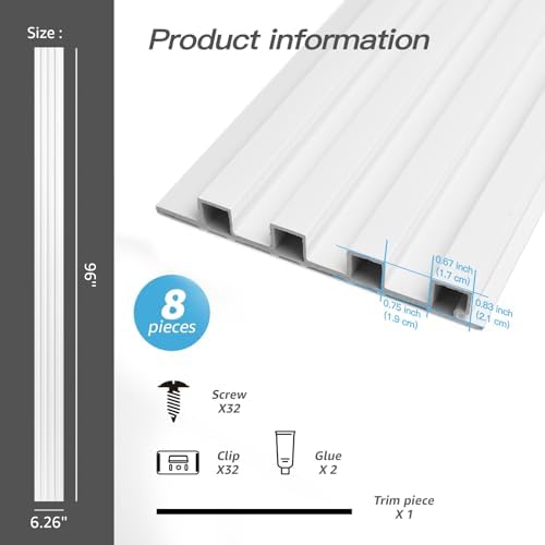 Art3d 96 x 6 Inch WPC Wood Diffuser Slat Wall Panel, Matte White - Image 4