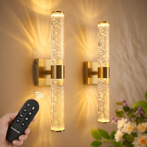 Battery Operated Wall Sconces Set of Two, Dimmable Wall Lights by GuwikouforLightUpLife