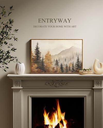 InSimSea Fall Forest Large Wall Art Decor, Trees Autumn Mountains - Image 3