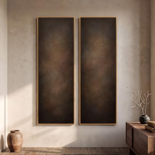 Large Framed Brown Abstract Vertical Wall Art Set by Cuspin