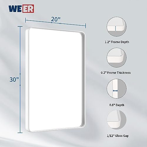 WEER White Bathroom Vanity Mirror 20x30 Inch - Image 6