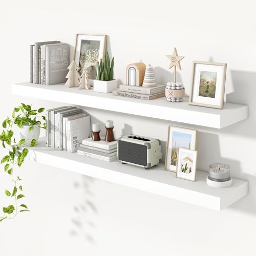 Heimlove Floating Shelves 55.1" W x 10.3" D White Set of 2 by Heimlove