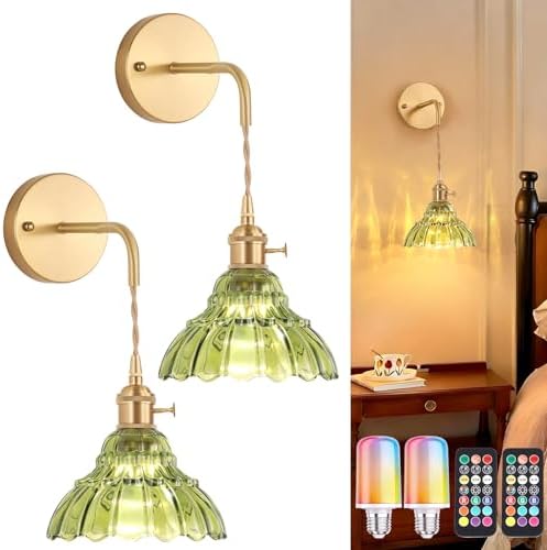 Shenmoyl Vintage Battery Operated wall sconces Set of 2, Wall Lamps by Shenmoyl