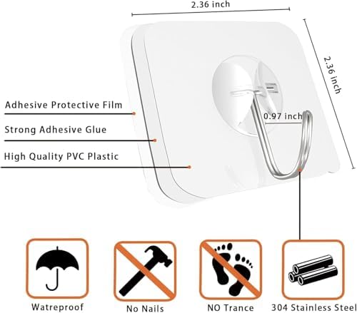 Latoxcaa 30-Pack Heavy Duty Wall Adhesive Hooks - Image 4