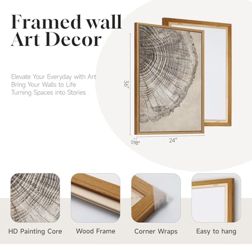 Framed Neutral Wabi Sabi Tree Rings Wall Art - Image 5