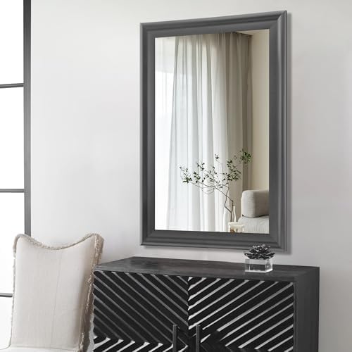 Wall Grey Mirror for Bathroom, Rectangle Rustic 24 x 36 inch Vanity Mirrors - Image 4