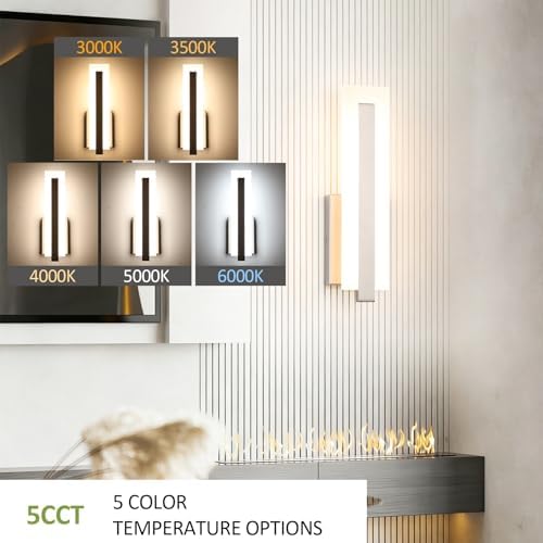 Tipace Hardwired Brushed Nickel Modern LED Wall Sconces Indoor Wall Lights - Image 3