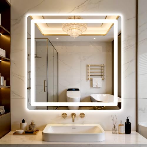 LED Bathroom Mirror with Lights by Unknown