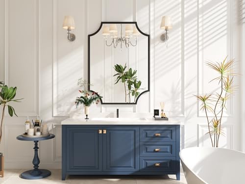 Kelly Miller 30"x40" Sleek Black Metal Scalloped Decorative Wall Mirror - Image 4