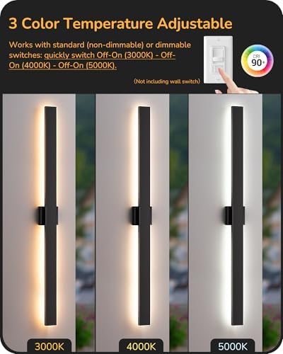 EDISHINE 47.2" LED Outdoor Wall Light, Modern Black Linear Wall Sconce - Image 4