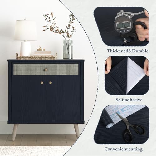 Dark Blue Contact Paper Peel and Stick Self Adhesive Wood Grain Wallpaper - Image 2