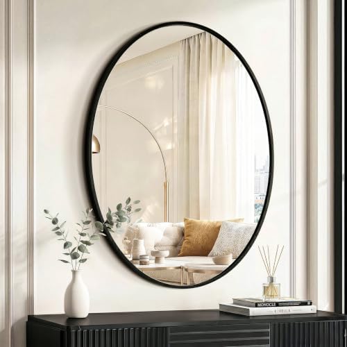 Black Oval Bathroom Mirror for Wall by LawadaMirror