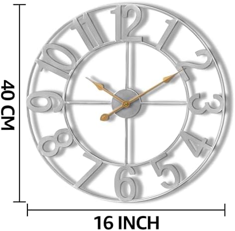 Sorbus Large Wall Clock, Metal Frame, Battery Powered - Image 3